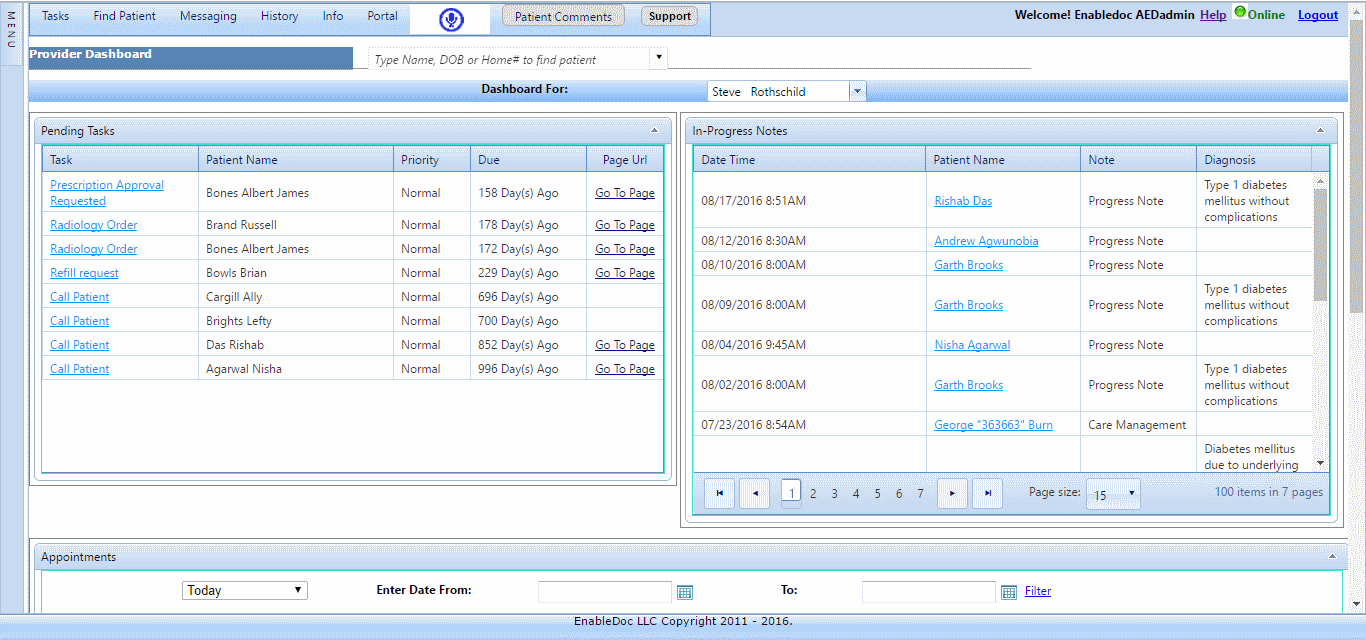 Provider dash Enablemypractice