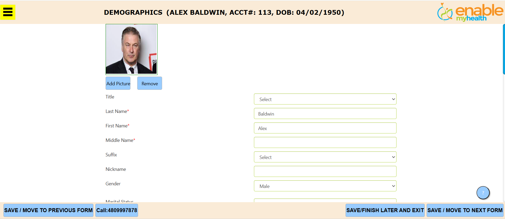 Patient Intake Dmeographics